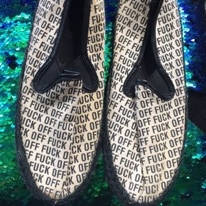 When your shoes say it all :) size 8 canvas flats